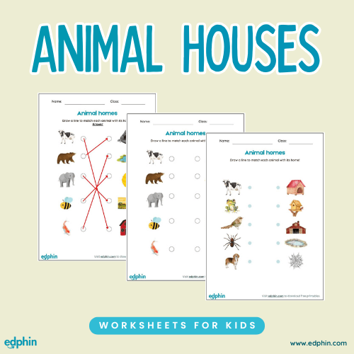 Animal Houses Matching Printable For Kids