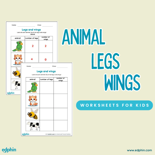 Legs & Wings Of Animals Printable For Kids