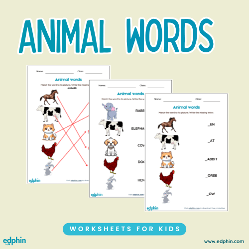 Animal Words Practice Worksheet