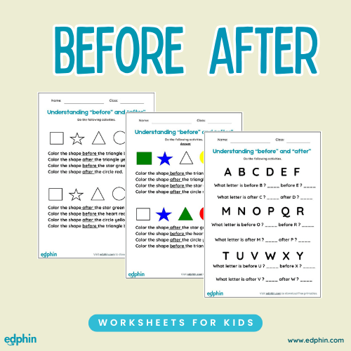 Before And After Position Worksheet