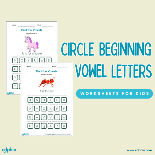 Circle The Beginning Vowel Letters Cards Printable For Kids