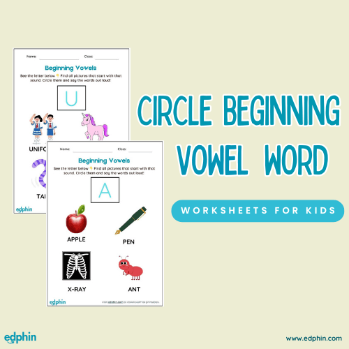 Circle The Beginning Vowel Words Cards Printable For Kids