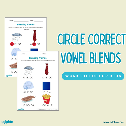 Circle The Correct Vowel Blends Cards Printable For Kids