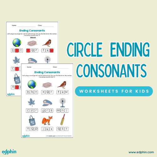 Circle The Ending Consonant Sound Worksheet