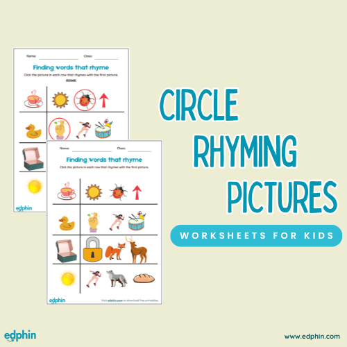 Circle Rhyming Pictures printable for kids