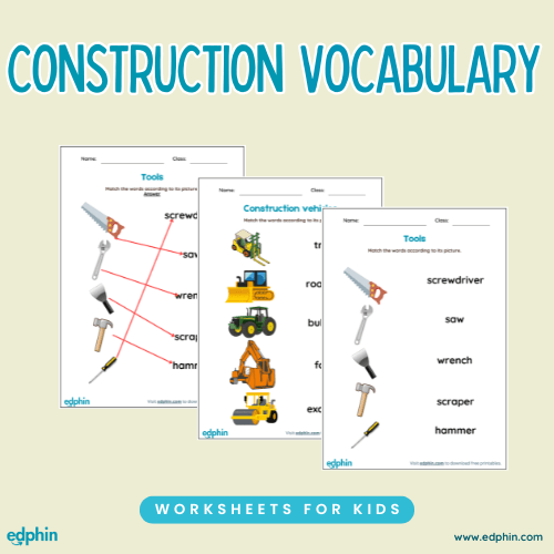 Construction Vocabulary Cards Printable For Kids