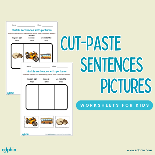 Matching Sentences To Pictures printable for kids