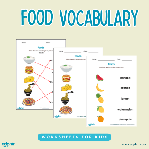 Food Vocabulary Cards Printable For Kids