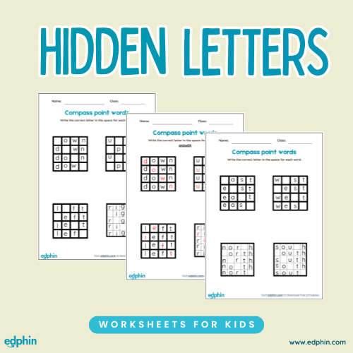 Direction Words: Hidden Letter Practice Worksheet
