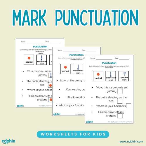 Mark Punctuation In Sentence Worksheet for kids