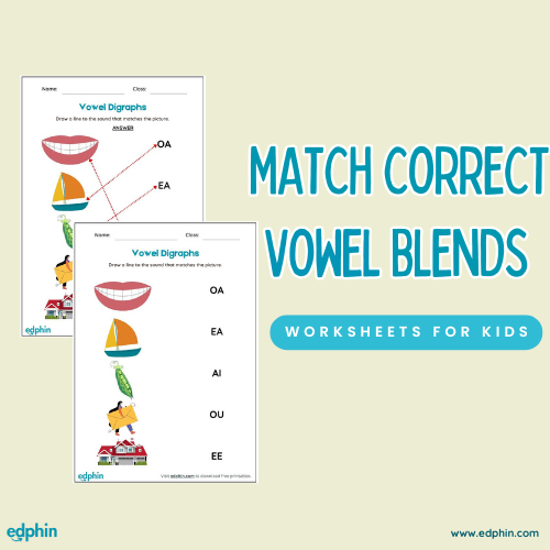 Match The Correct Vowel Blends Cards Printable For Kids