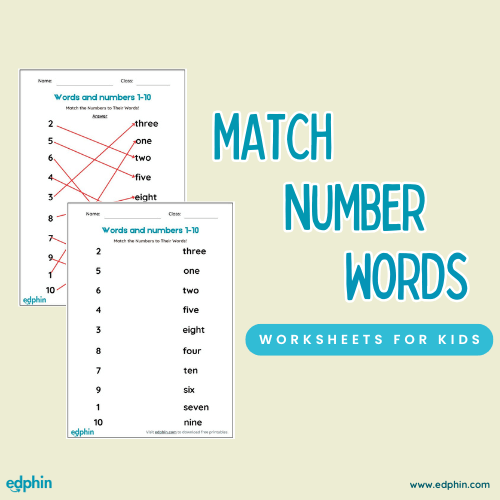 Match Numbers To Their Words Worksheet