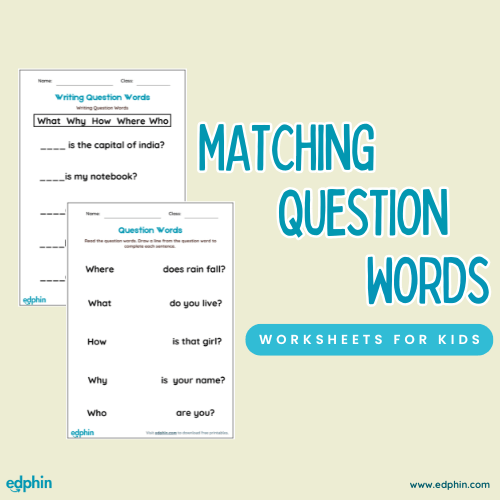 Matching Question Words printable for kids