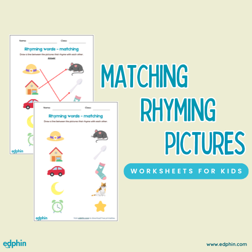 Matching Rhyming Pictures printable for kids