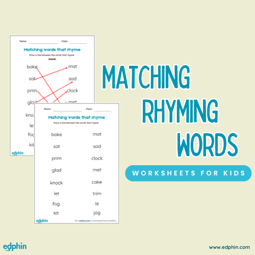 Matching Rhyming Words printable for kids