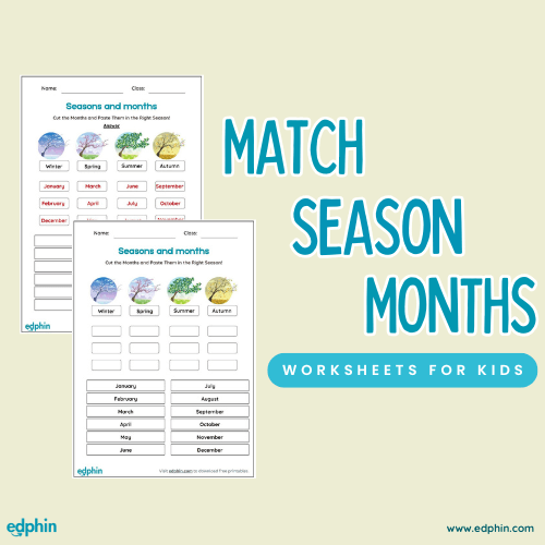 Match Seasons To Months Cards Printable For Kids