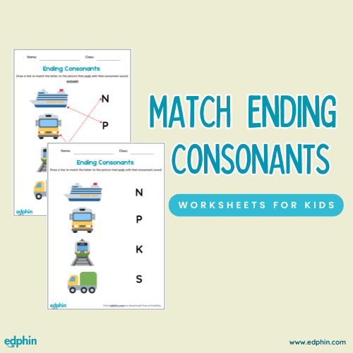 Match The Ending Consonants Worksheet