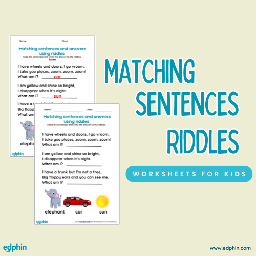 Kindergarten Riddles printable for kids