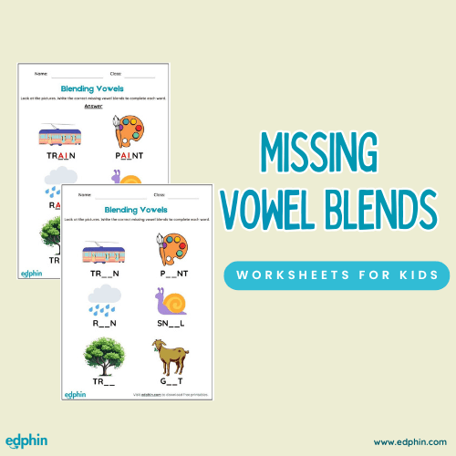 Missing Vowel Blends Cards Printable For Kids
