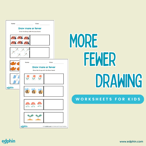 More Or Fewer Drawing Worksheet