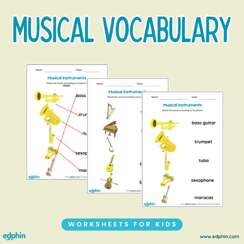 Musical Vocabulary Cards Printable For Kids