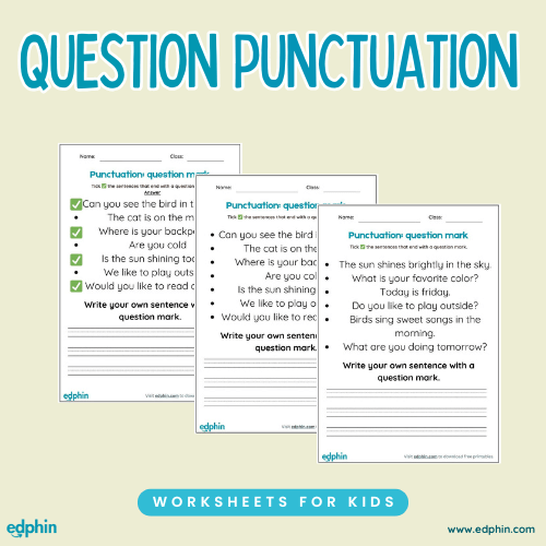 Question Marks Punctuation Worksheet for kids