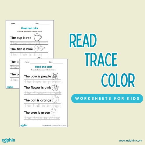 Read, Trace And Color Worksheet