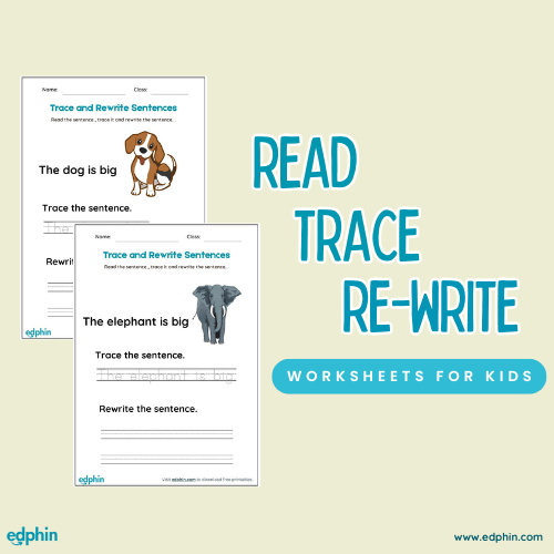 Read, Trace And Re-Write Sentences printable for kids