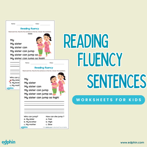 Kindergarten Reading Fluency printable for kids