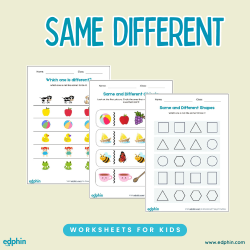 Same vs Different printable for kids
