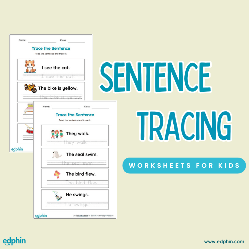 Trace The Sentences printable for kids