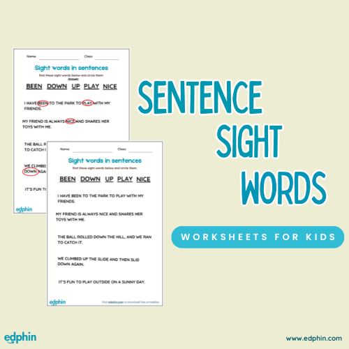 Identify Sight Words in Sentences printable for kids