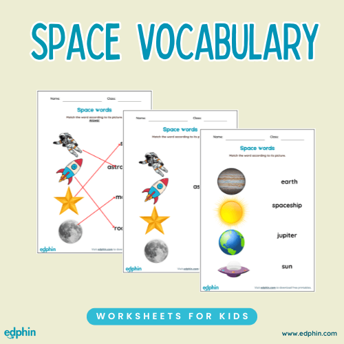Space Vocabulary Cards Printable For Kids