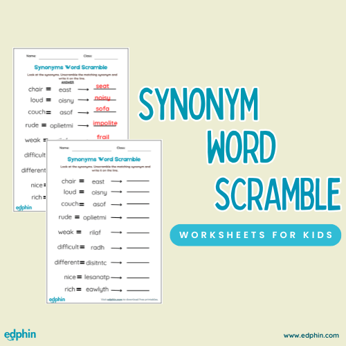 Synonyms Word Scramble Printable For Kids