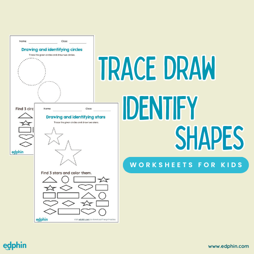 Trace, Draw And Identify Shapes printable for kids