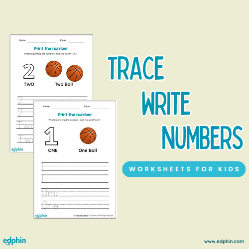 Trace & Write Numbers (1 to 10) Worksheet