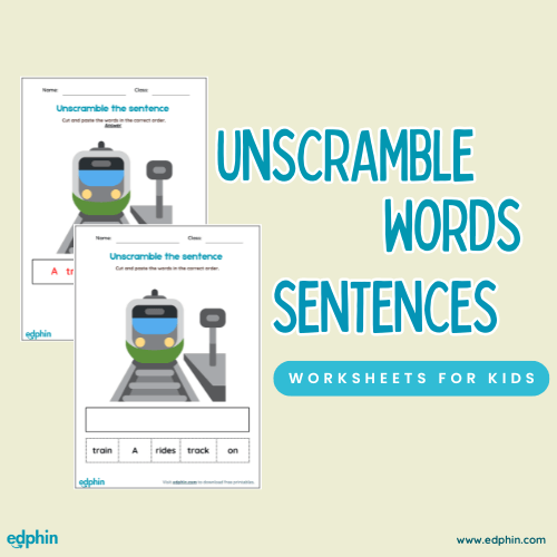 Unscramble Words Sentences printable for kids