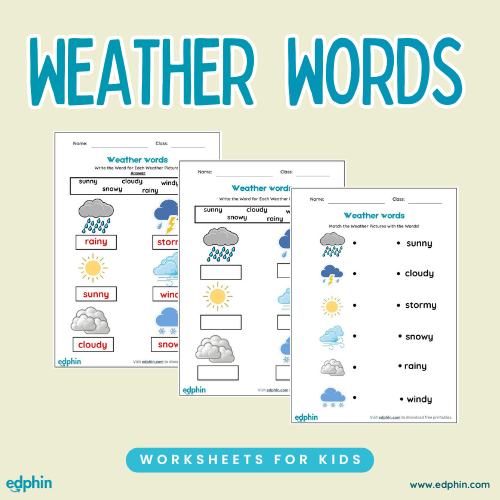Weather Words Cards Printable For Kids