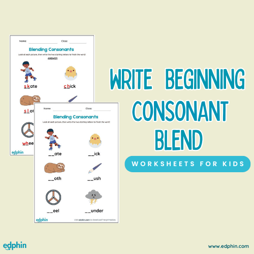 Write The Beginning Consonant Blend Worksheet