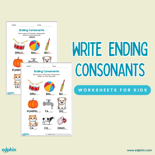 Write The Ending Consonant Sound Worksheet