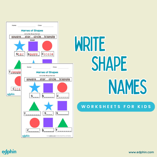 Write & Match Shapes Name printable for kids