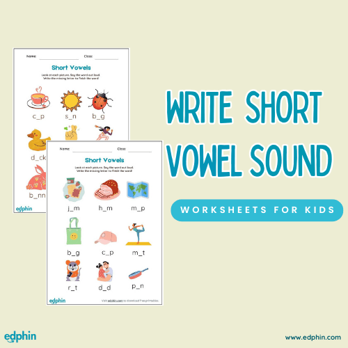 Write The Short Vowel Sound Cards Printable For Kids
