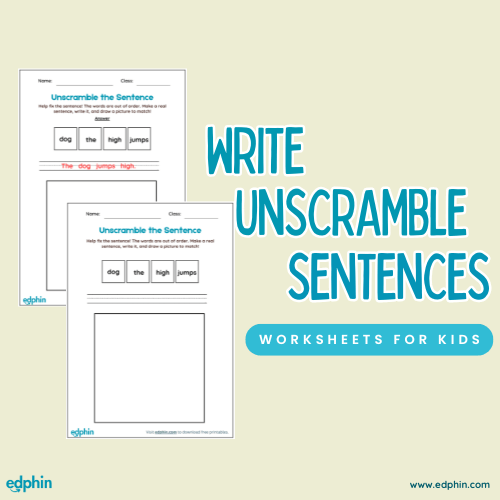 Write The Unscramble Sentences printable for kids