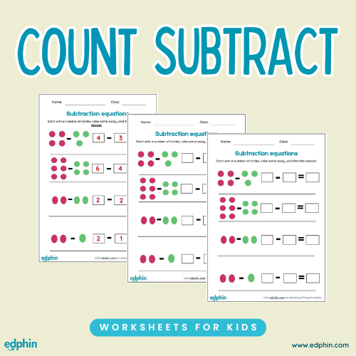 Count & Subtract Printable For Kids