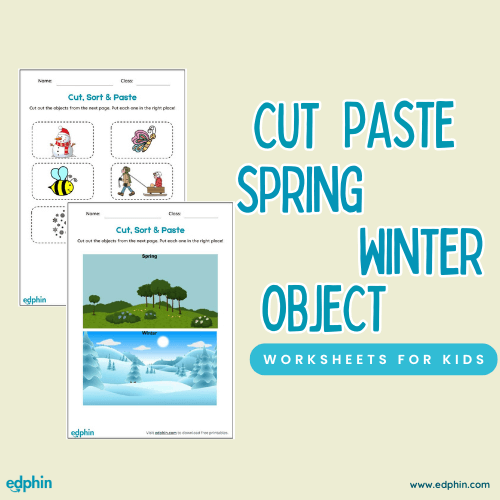 Cut, Sort & Paste Spring and Winter Objects Printable For Kids