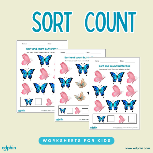 Sort & Count Butterflies Printable For Kids