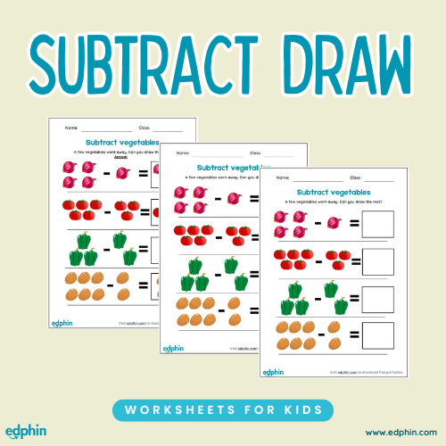 Subtract & Draw Printable For Kids