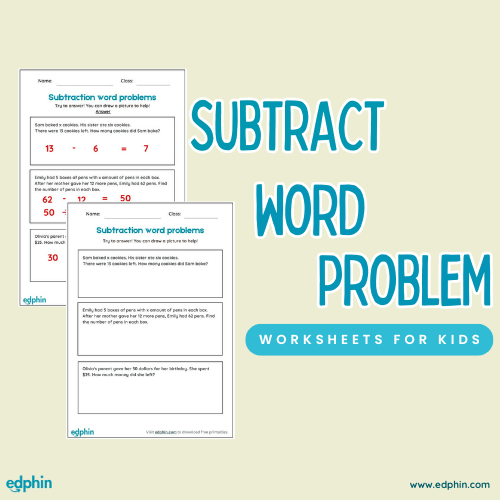 Subtraction Word Problems Printable For Kids