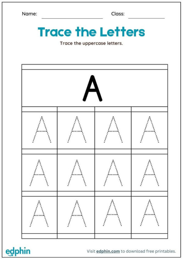 Uppercase Alphabets Tracing English Worksheet With Answer