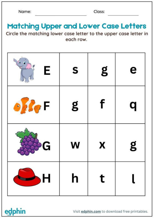 Matching Upper And Lower Case Letters Worksheet With Answer - Image 2